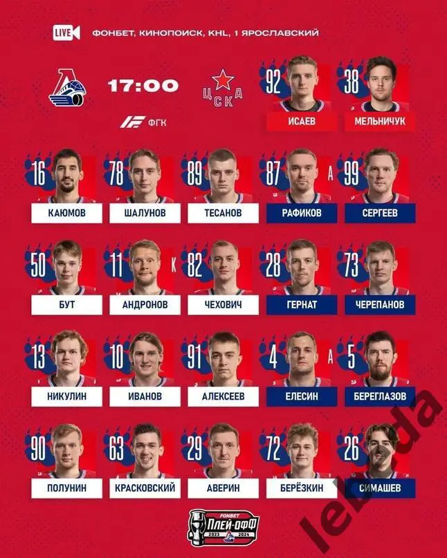 Локомотив Ярославль - ЦСКА - 2023 / 2024 год. (02.03.24) Плей-офф 1