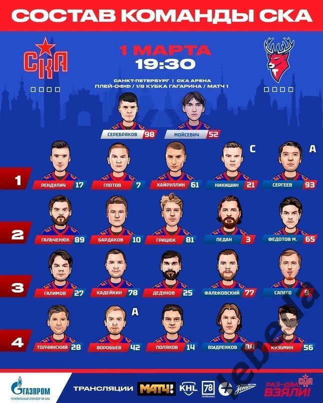 СКА Санкт-Петербург - Торпедо НН - 2023 / 2024 год. (01.03.24) Плей-офф 2