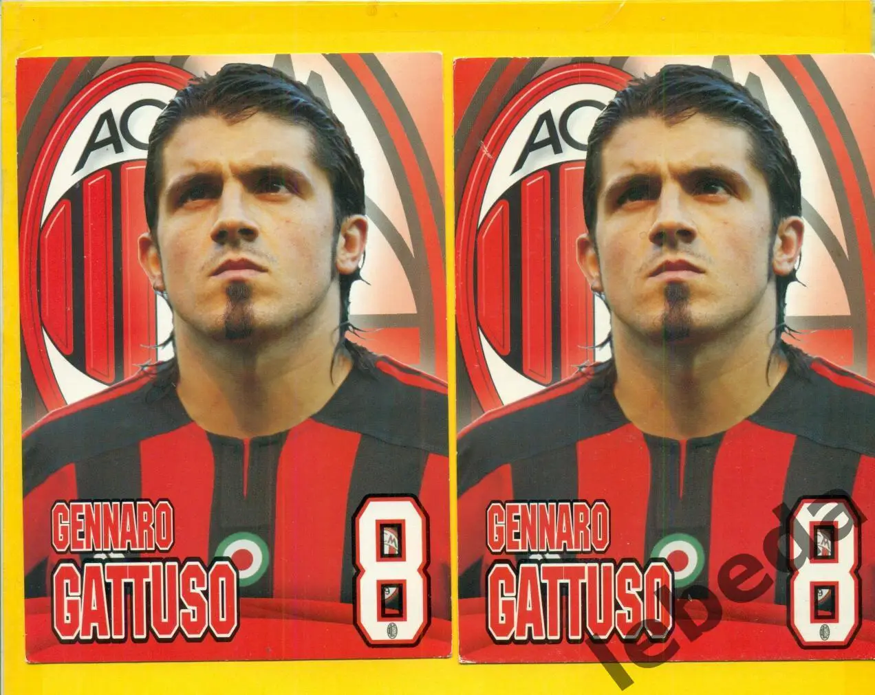 Дженнаро Гаттузо №8. Серия Собери команду Милан Италия. Открытка.10х15 1