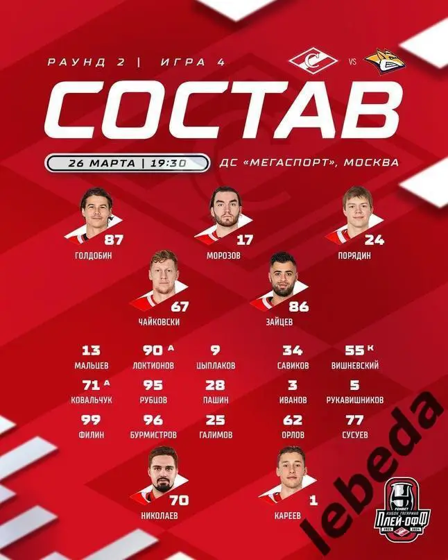 Спартак Москва - Металлург Магнитогорск - 2023 / 2024 г.(26.03.24) плей-офф -1/4 2