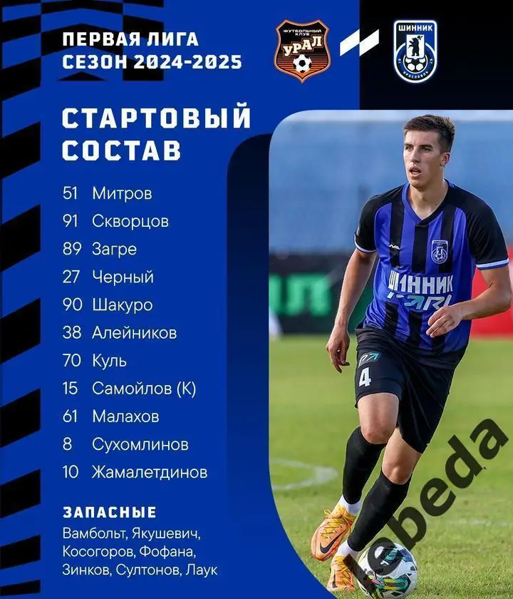 Урал Екатеринбург - Шинник Ярославль - 2024 / 2025 г. (21.07.24.) 2