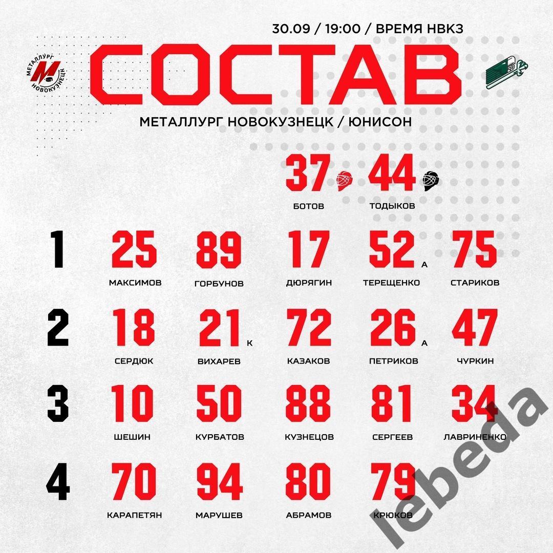 Металлург Новокузнецк - Юнисон Москва - 2024 /2025 год. (30.09.24.) 2