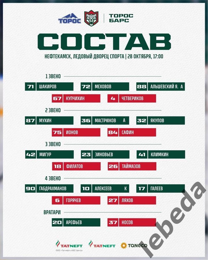 Торос Нефтекамск - Барс Казань - 2024 / 2025 г. (28.10.24.) 2