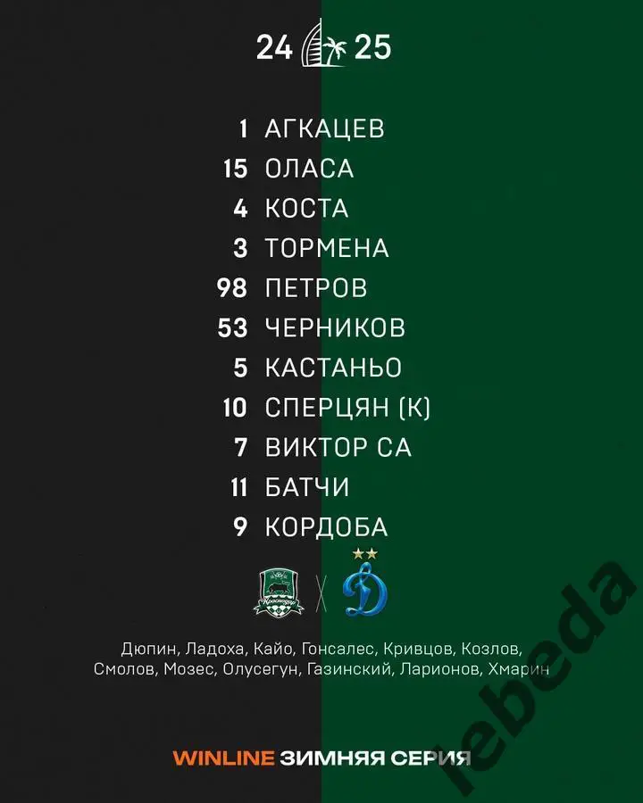 Динамо Москва - Краснодар - 2024 /2025 год.(21.02.25.) Товарищеская игра. 2