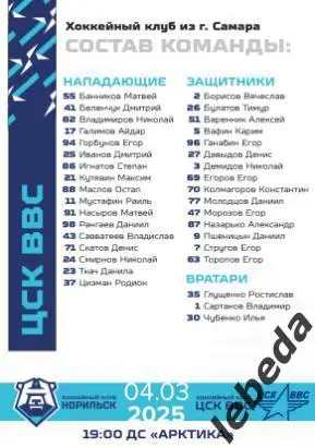 ХК Норильск - Самара / Дизель Пенза / Кристалл Саратов - 2024 / 2025. официальна 3