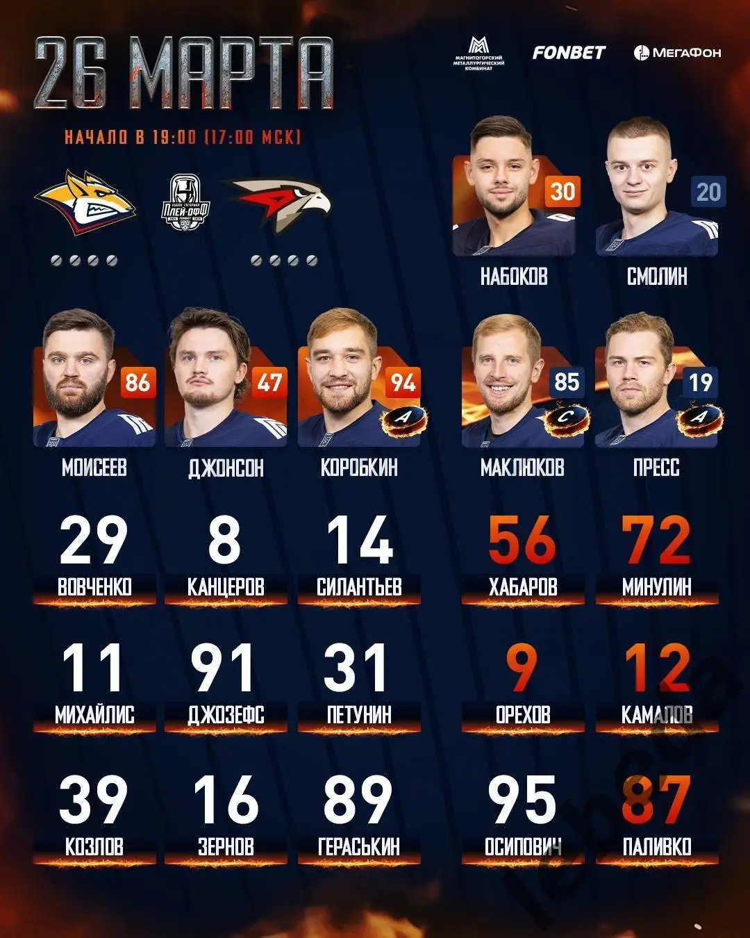 Металлург Магнитого - Авангард Омск - 2024 / 2025 г. Плей-офф (26.03.25) игра №1 1