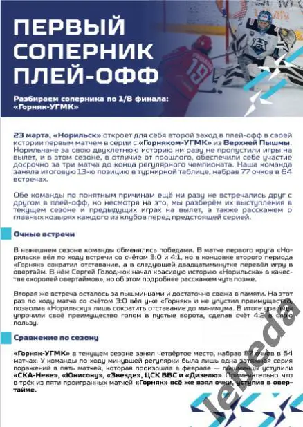 ХК Норильск - Горняк Верхняя Пышма- 2024 / 2025 год. официальная. Плей-офф-1/8 1