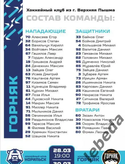 ХК Норильск - Горняк Верхняя Пышма- 2024 / 2025 год. официальная. Плей-офф-1/8 5