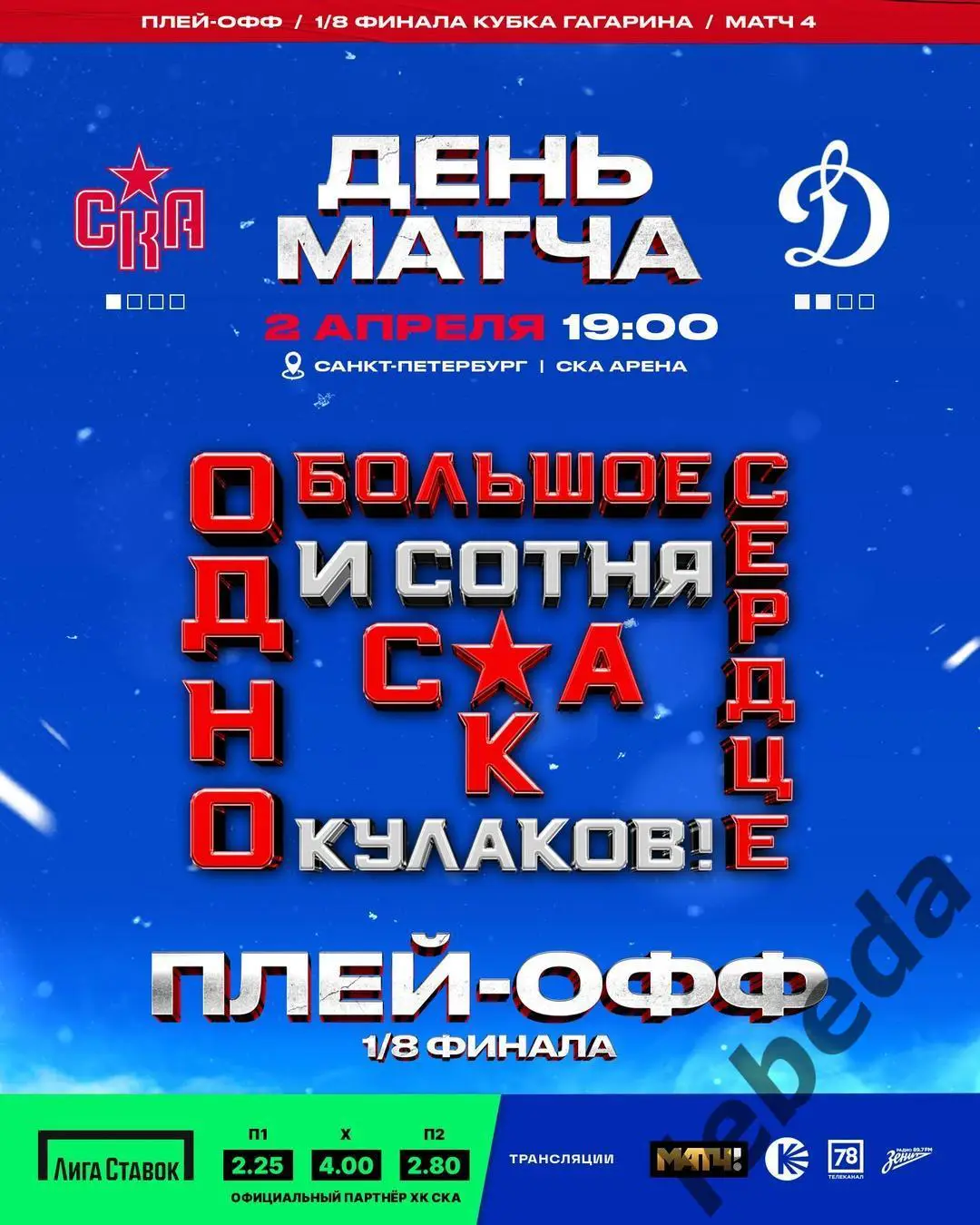 СКА Санкт-Петербург - Динамо Москва - 2024 / 2025. Плей-офф (02.04.25) игра №4