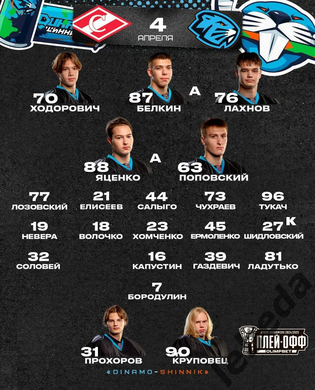 МХК Спартак - Динамо Шинник Бобруйск - 2024 / 2025. Плей-офф (04.04.25) игра №2 2