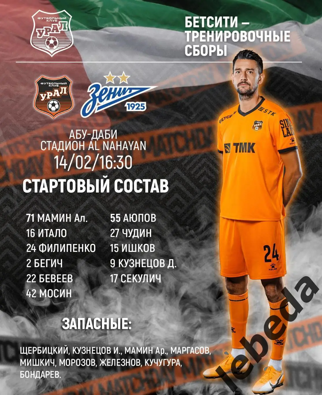 Урал Екатеринбург - Зенит Санкт-Пет - 2024 /2025. (14.02.25.) Товарищеская игра. 1