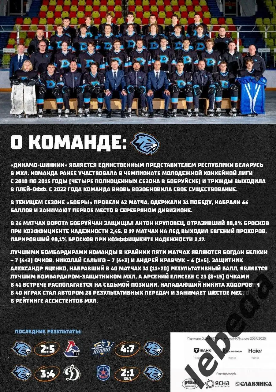 Динамо Шинник (Бобруйск) - Алмаз Череповец - 2024 / 2025. (29.01.25) Официал. 3