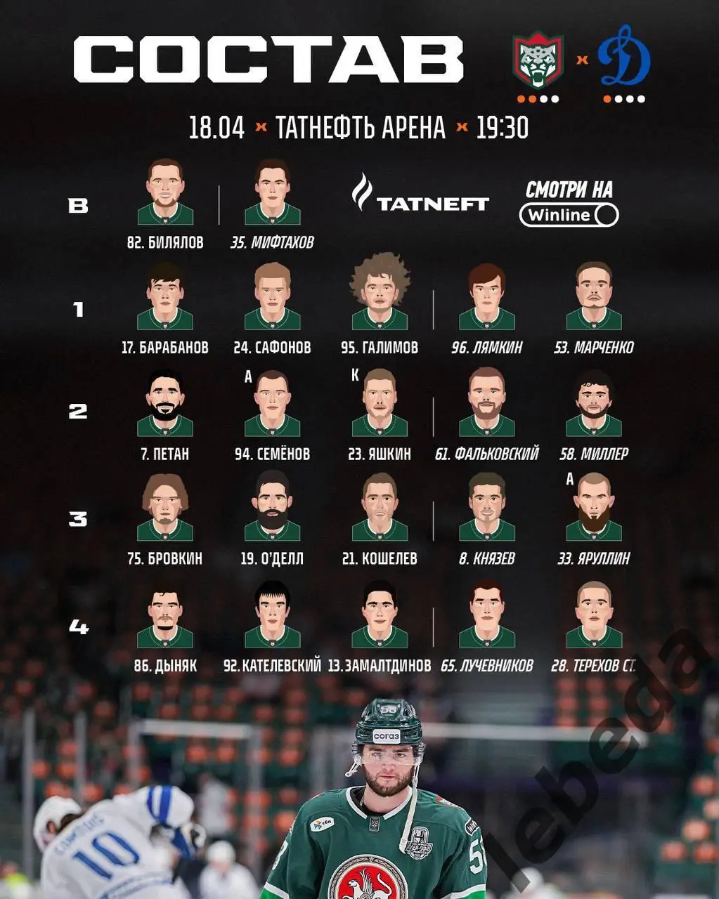 Ак Барс Казань - Динамо Москва - 2024 / 2025. Плей-офф (18.04.25) игра №4 1