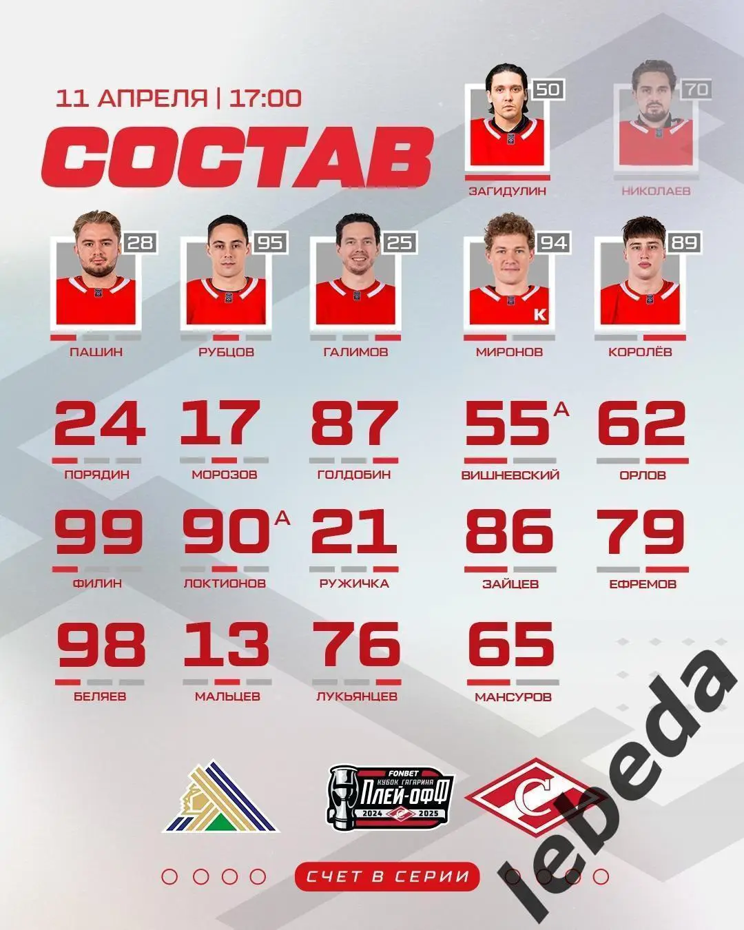 Салават Юлаев Уфа - Спартак Москва - 2024 / 2025. Плей-офф (11.04.25) игра №1 2