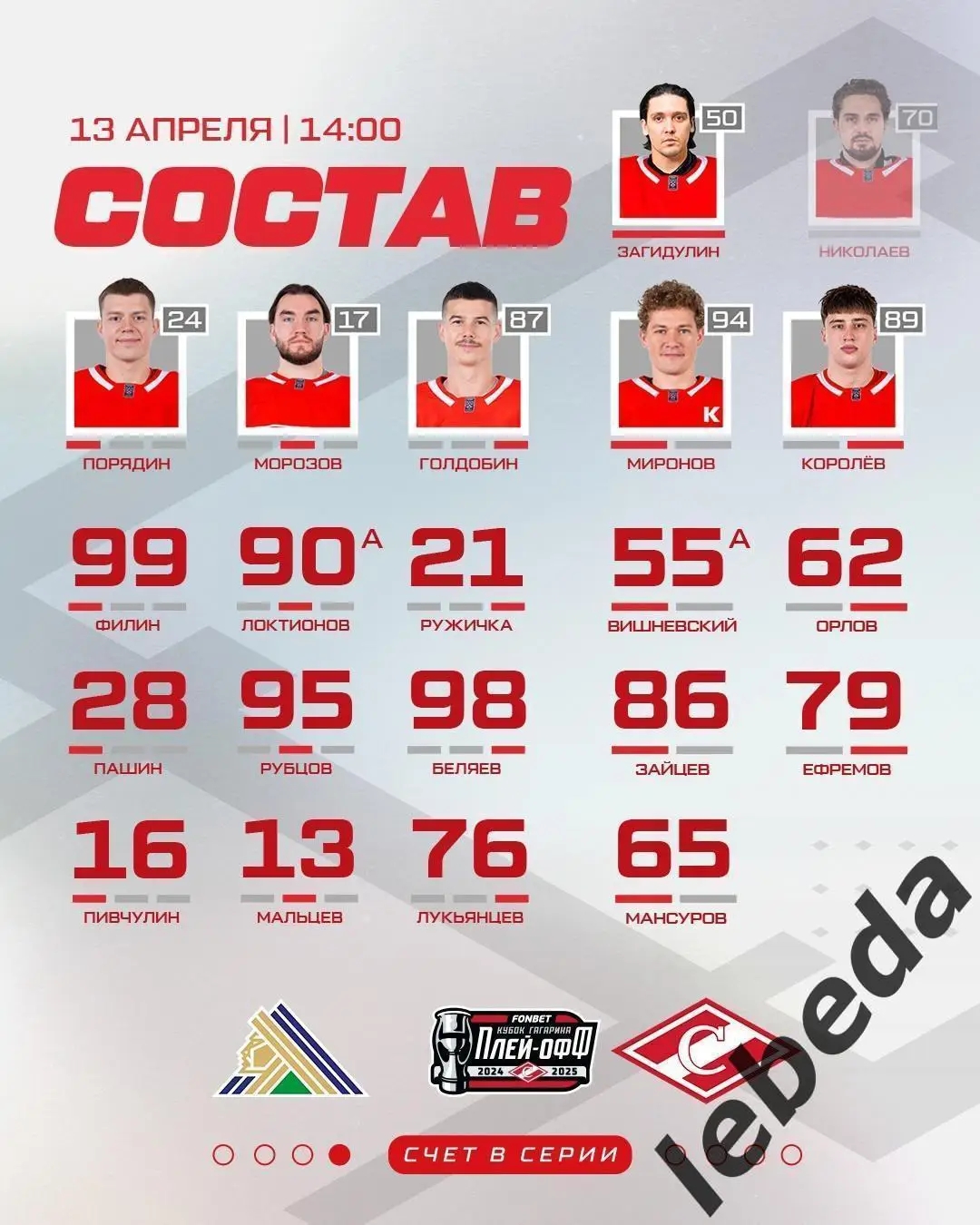 Салават Юлаев Уфа - Спартак Москва - 2024 / 2025. Плей-офф (13.04.25) игра №2 2