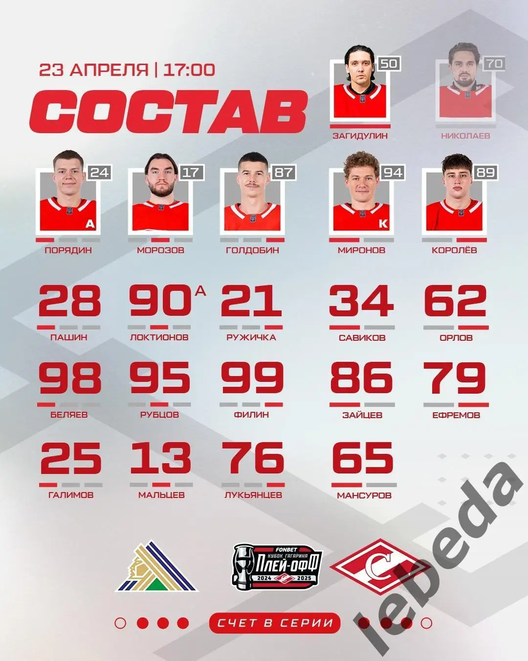 Салават Юлаев Уфа - Спартак Москва 2024 / 2025 г. Плей-офф (23.04.25) игра №7 1