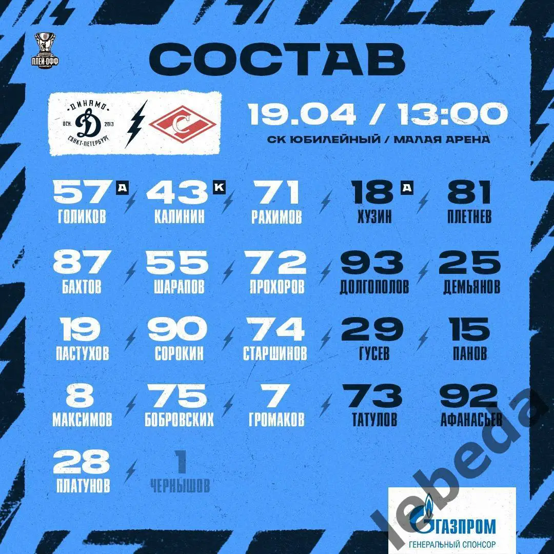 МХК Динамо Санкт-Петербург - МХК Спартак Москва - 2024 / 2025. Плей-офф 19.04.25 2