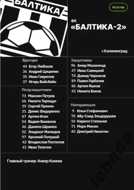 ФК Иркутск - Балтика-2 Калининград - 2024 / 2025 г. (30.03.25.) официальная. 2