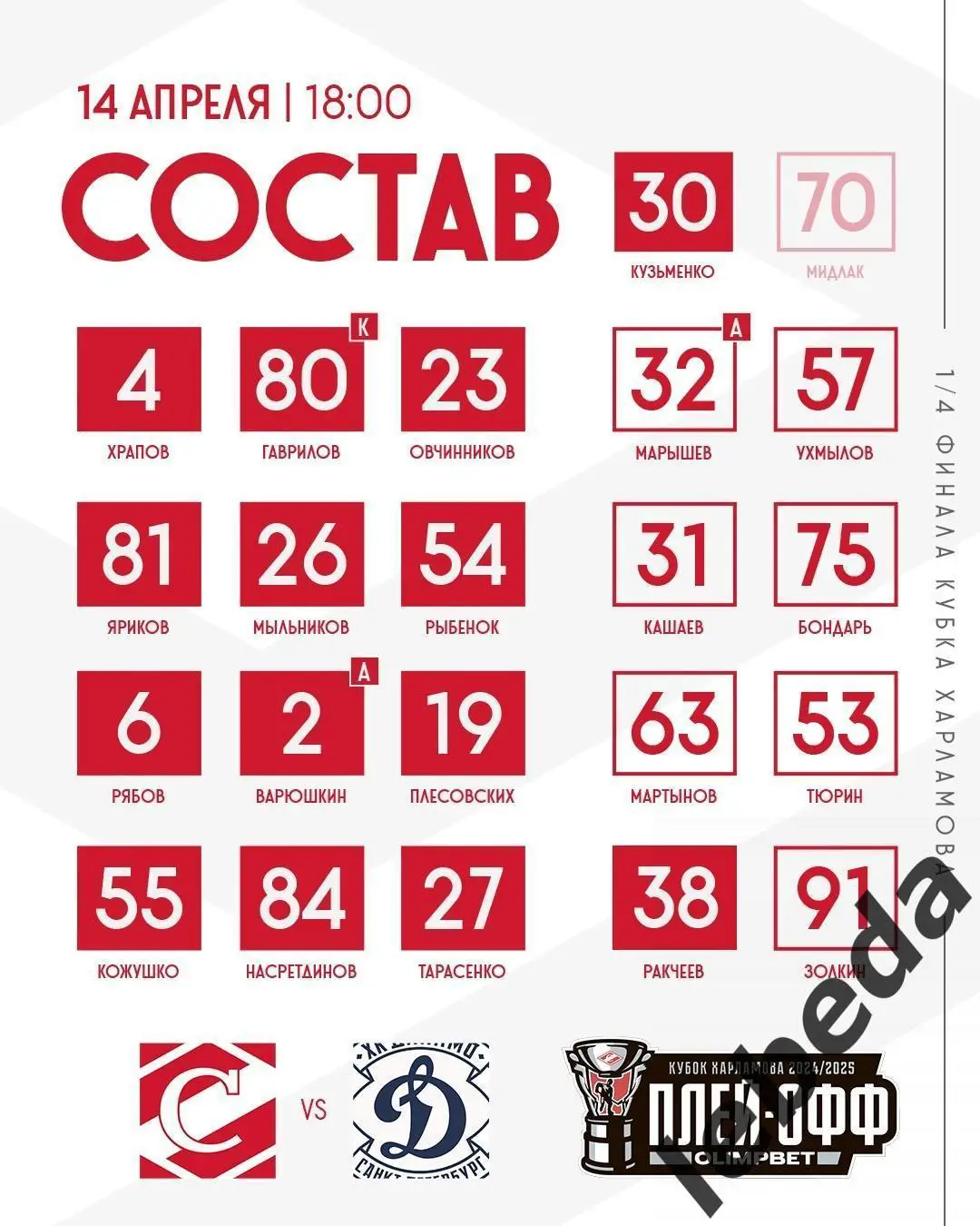 МХК Спартак Москва - МХК Динамо Санкт-Петербург - 2024 /2025 г. (14.04.25.) 1