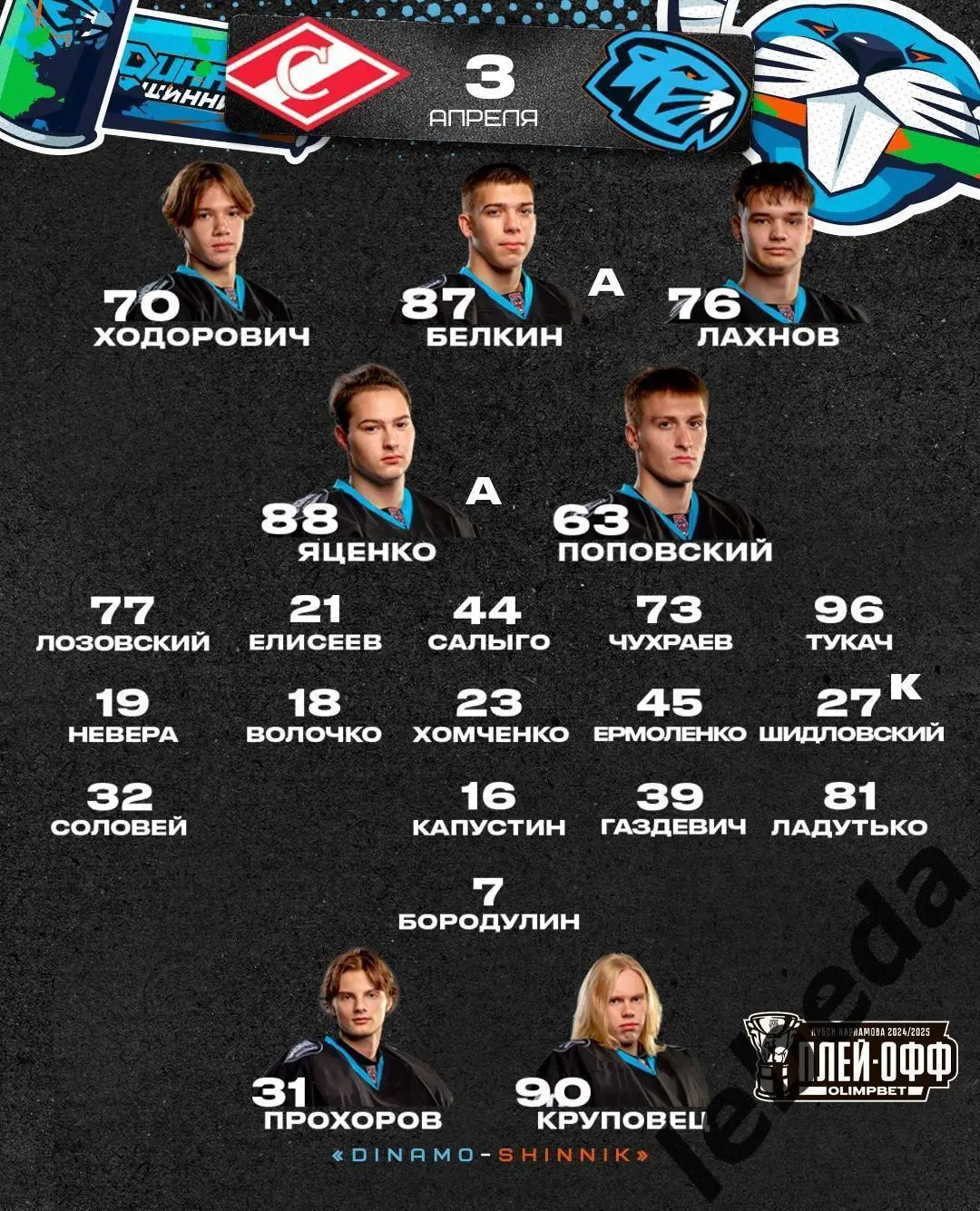 МХК Спартак - Динамо Шинник Бобруйск - 2024 / 2025. Плей-офф (03.04.25) игра №1 2