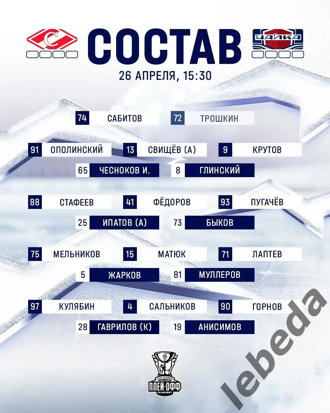 МХК Спартак Москва - Чайка Нижний Новгород - 2024 /2025 г. (26.04.25.) 2