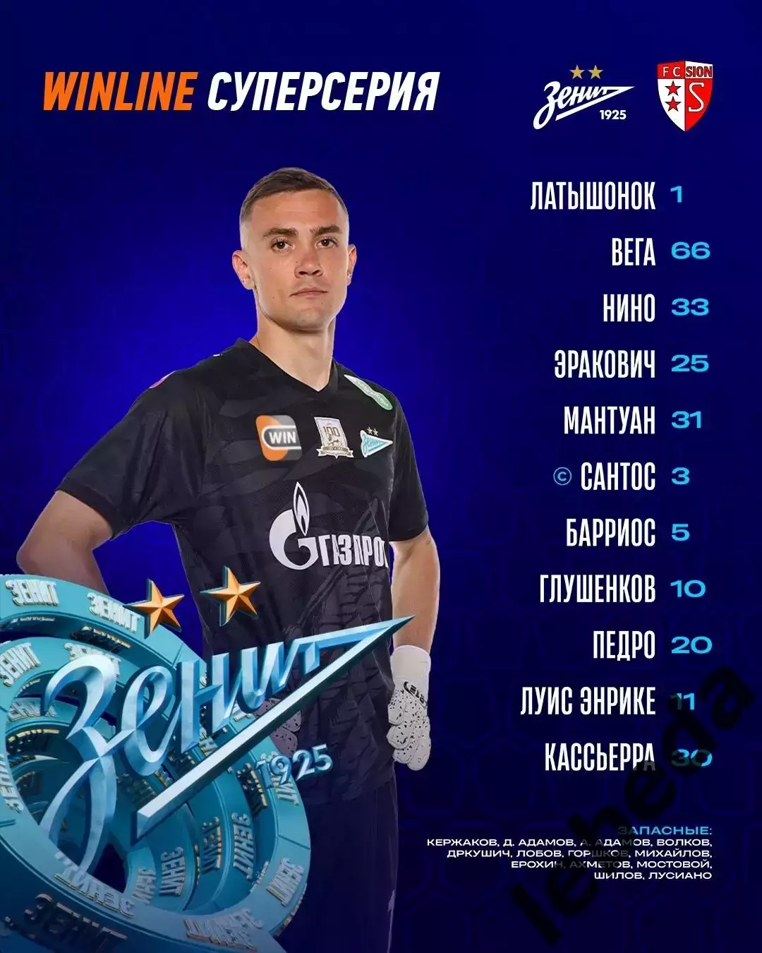 Зенит Санкт-Петербург - Сьон Швейцария- 2025 / 2026 год. (09.07.25.) товар.матч. 1