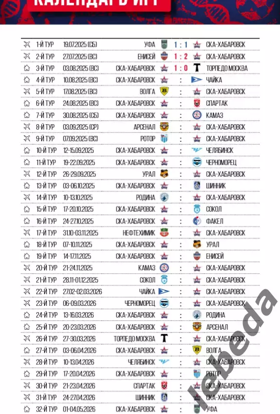 СКА Хабаровск - Чайка Песчанокопск - 2025 / 2026 г. (10.08.2025.) 7