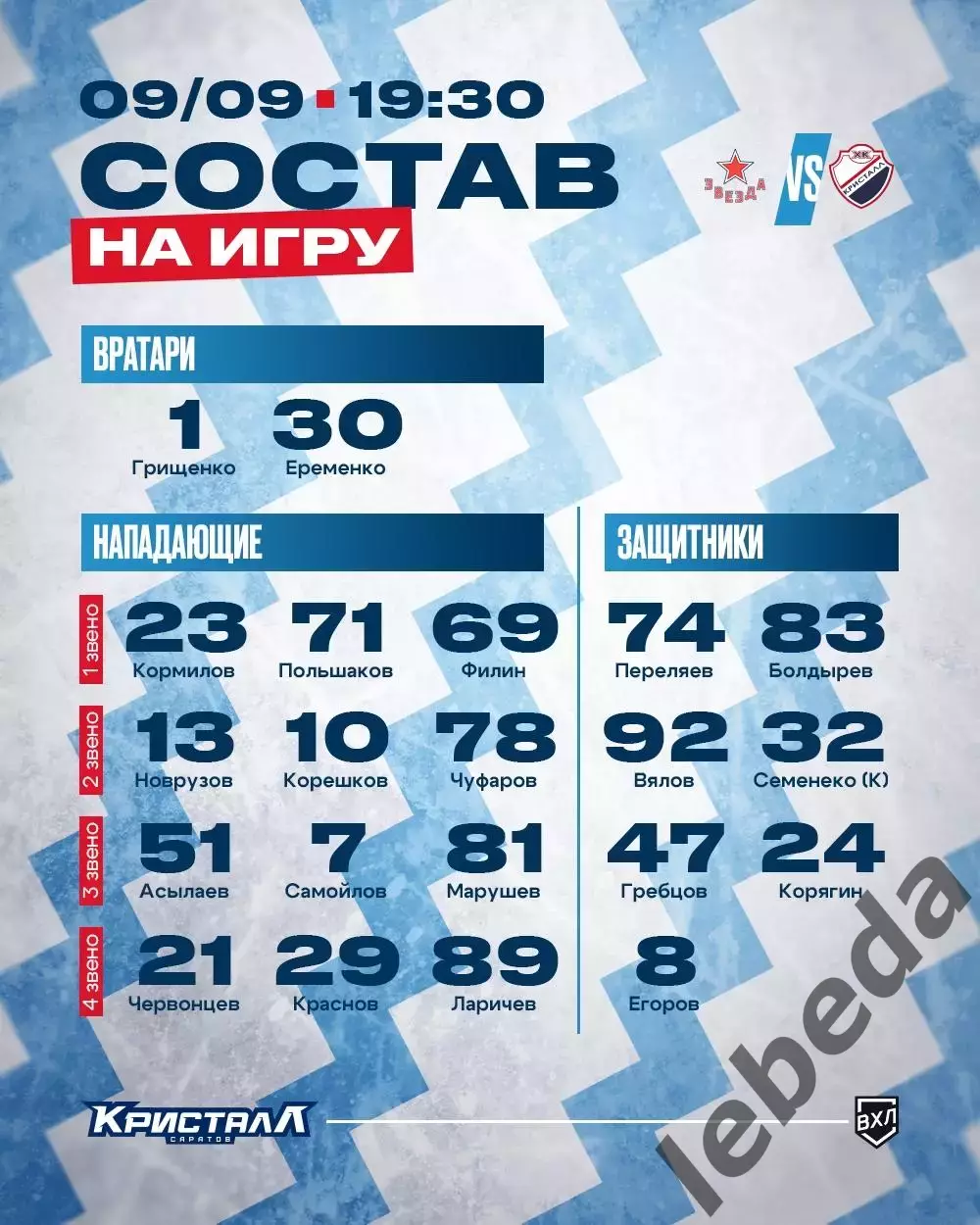 Звезда Москва - Кристалл Саратов- 2025-2026 год. (09.09.25.) 2