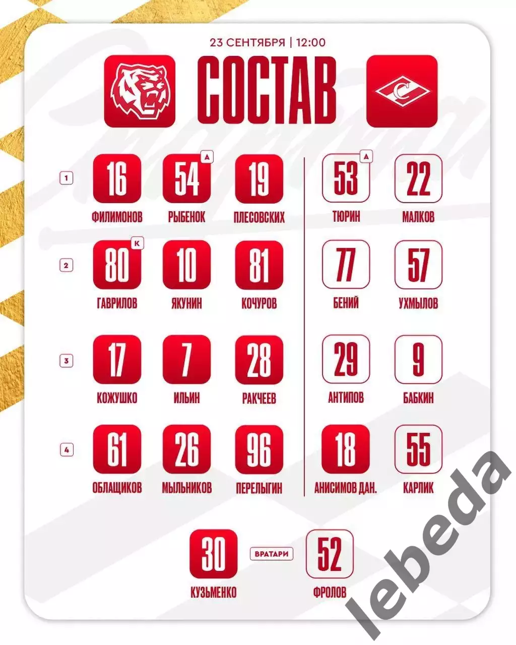 Амурские Тигры Хабаровск - МХК Спартак Москва - 2025 / 2026 год. (23.09.25.) 2