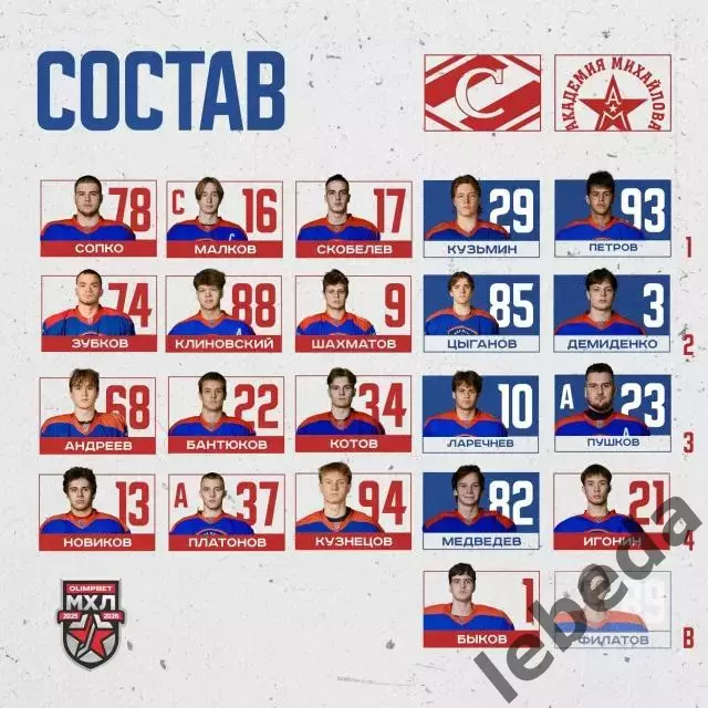 МХК Спартак Москва - Ак.Михайлова Юниор - 2025 / 2026 год. (4.10.25.) 2