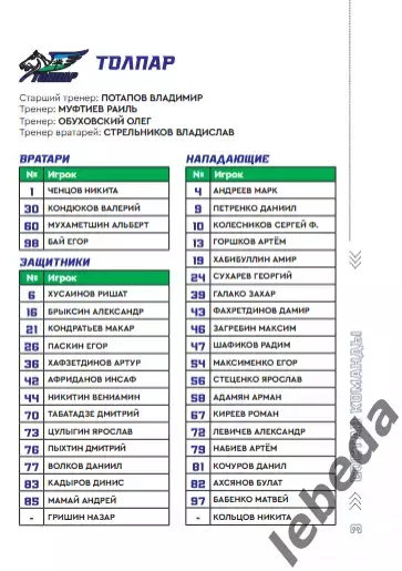 Снежные Барсы Астана - Толпар Уфа- 2023 / 2024 год. официальная. 2