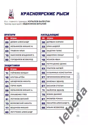 Снежные Барсы Астана - Красноярские Рыси - 2023 / 2024 год. официальная. 2