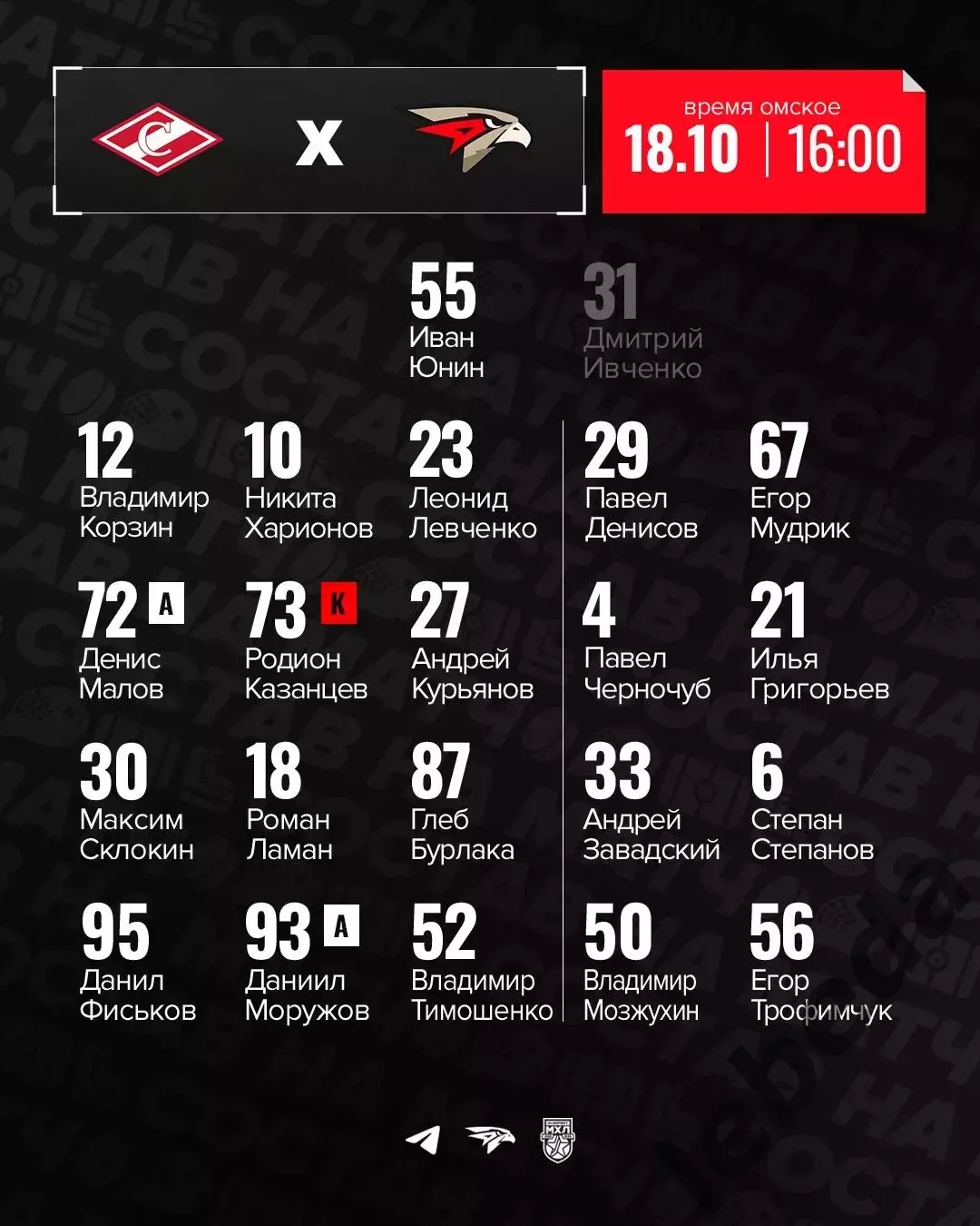 МХК Спартак Москва - Омские Ястребы Омск - 2025-2026. (18.10.25.) 2