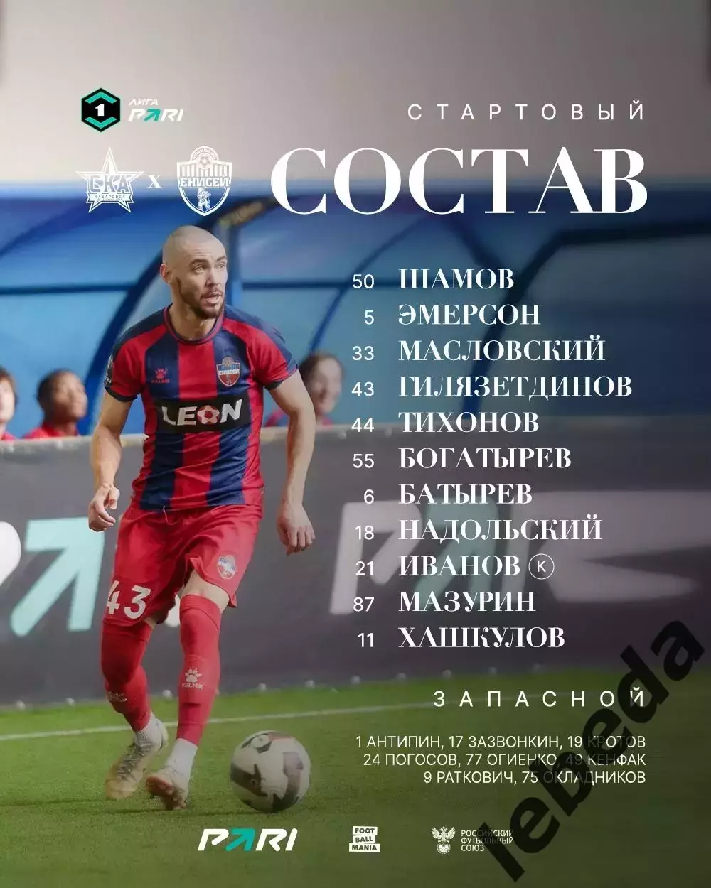 СКА Хабаровск - Енисей Красноярск - 2025 год. (15.11.2025.) 1