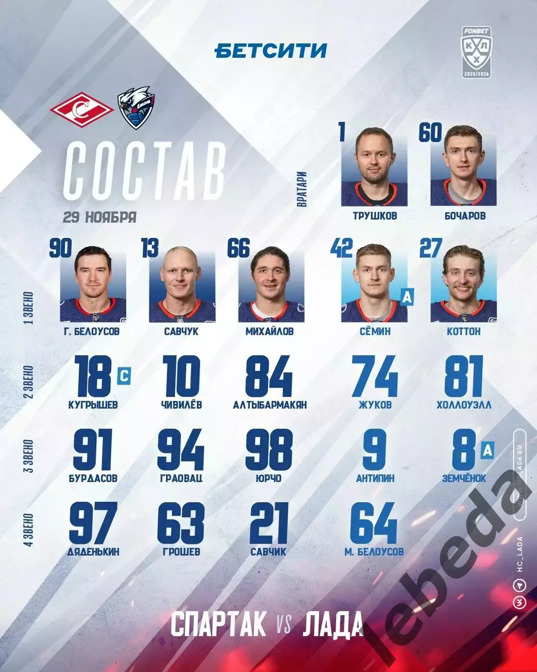 Спартак Москва - Лада Тольятти - 2025-2026 год. (28.11.2025.) 2