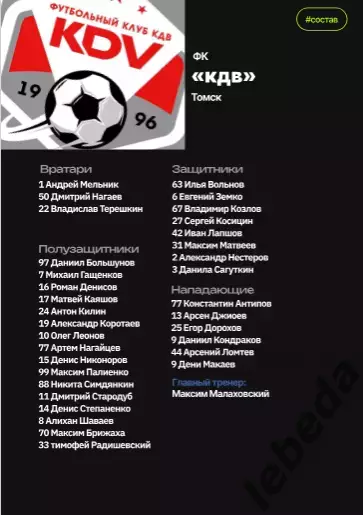 Иркутск - КДФ Томск - 2025-2026 г. (11.09.2025.) Кубок России. официальная. 2