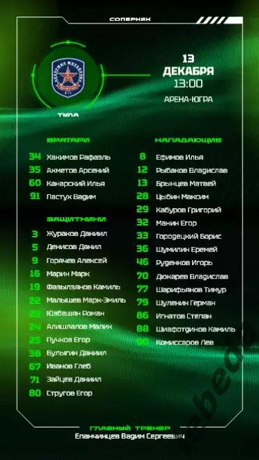 Югра - Кристалл Саратов / Пенза / Рязань ВДВ / АКМ Тула - 2025 / 2026, официальн 7