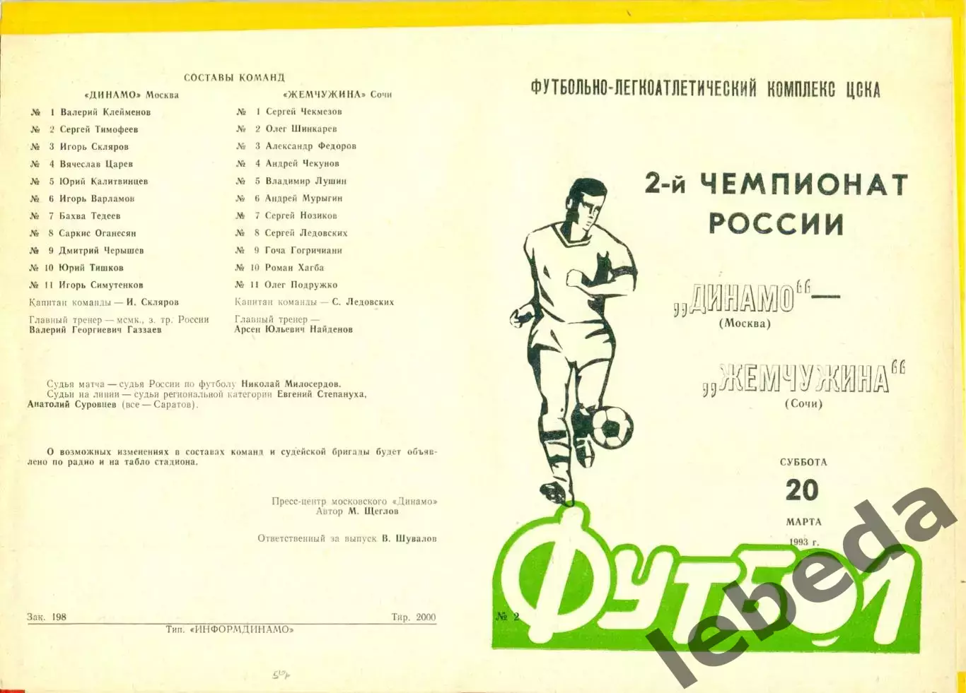 Динамо Москва - Жемчужина Сочи - 1993 г. (20.03.93.)