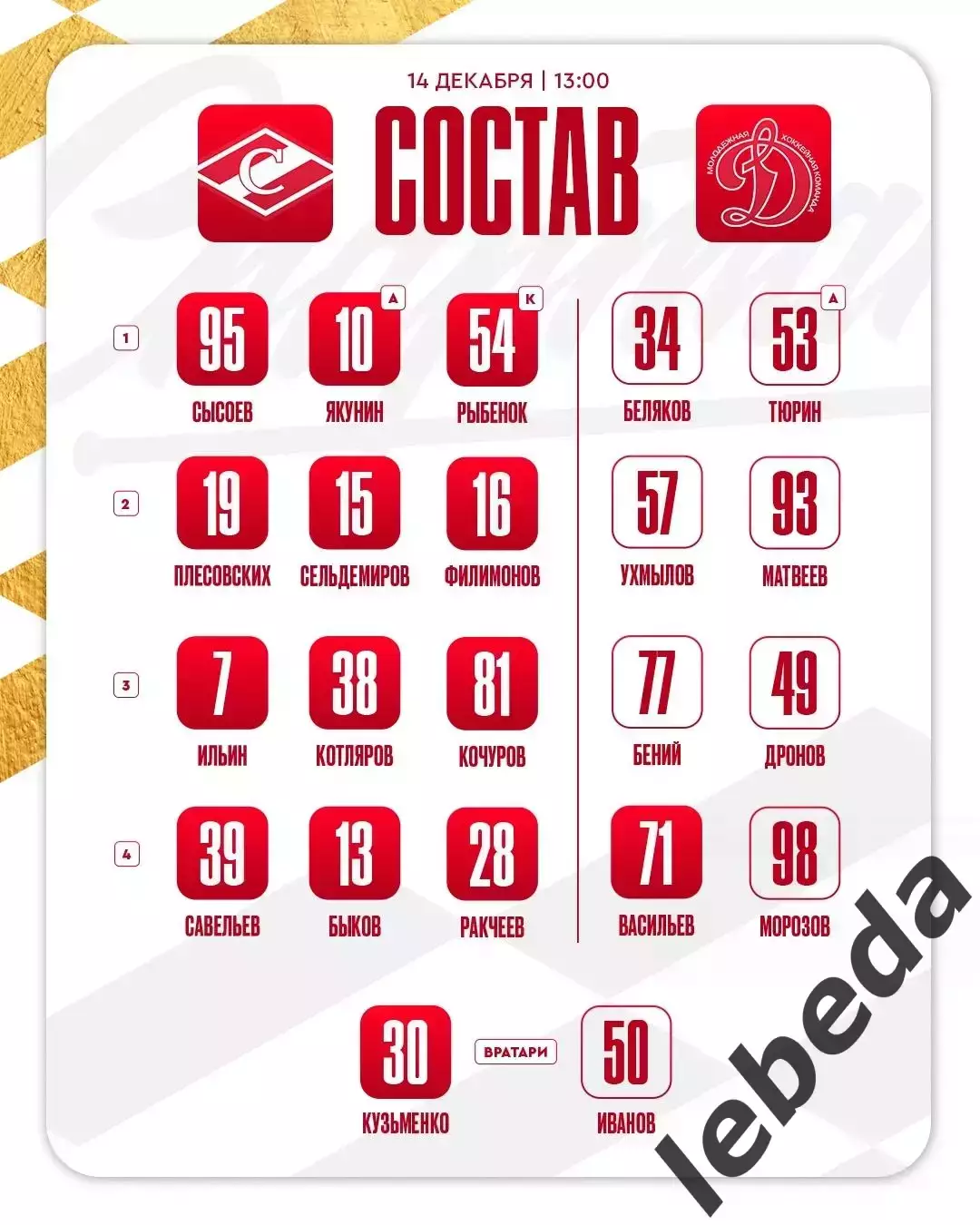 МХК Спартак Москва - МХК Динамо Москва - 2025 / 2026 г.(14.12.25.) 2