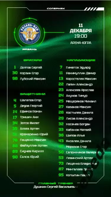 Югра - Кристалл Саратов / Пенза / Рязань ВДВ / АКМ Тула - 2025 / 2026, официальн 6