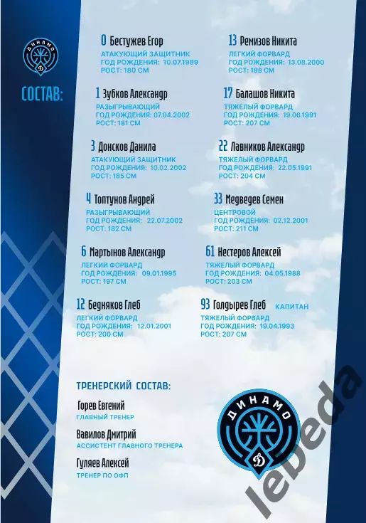 БК Динамо Уфа - Динамо Владивосток / Химки / Ростов-на-дон - 2025 / 2026. Официа 2