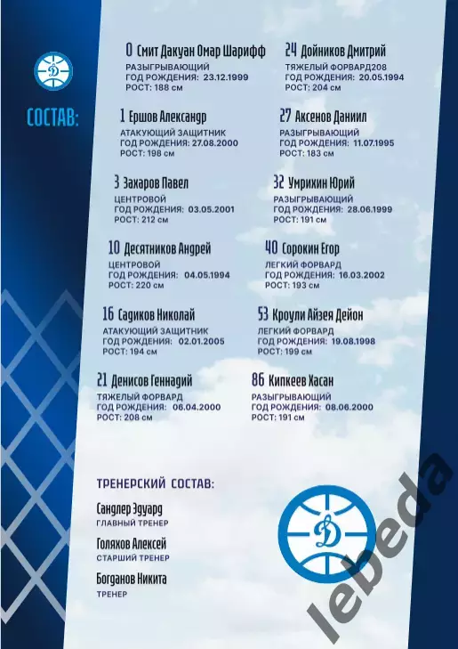 БК Динамо Уфа - Динамо Владивосток / Химки / Ростов-на-дон - 2025 / 2026. Официа 4