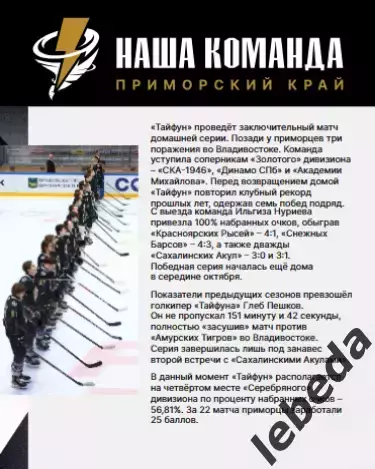 Тайфун Владивосток - МХК Динамо Москва - 2025 /2026. официальная 2