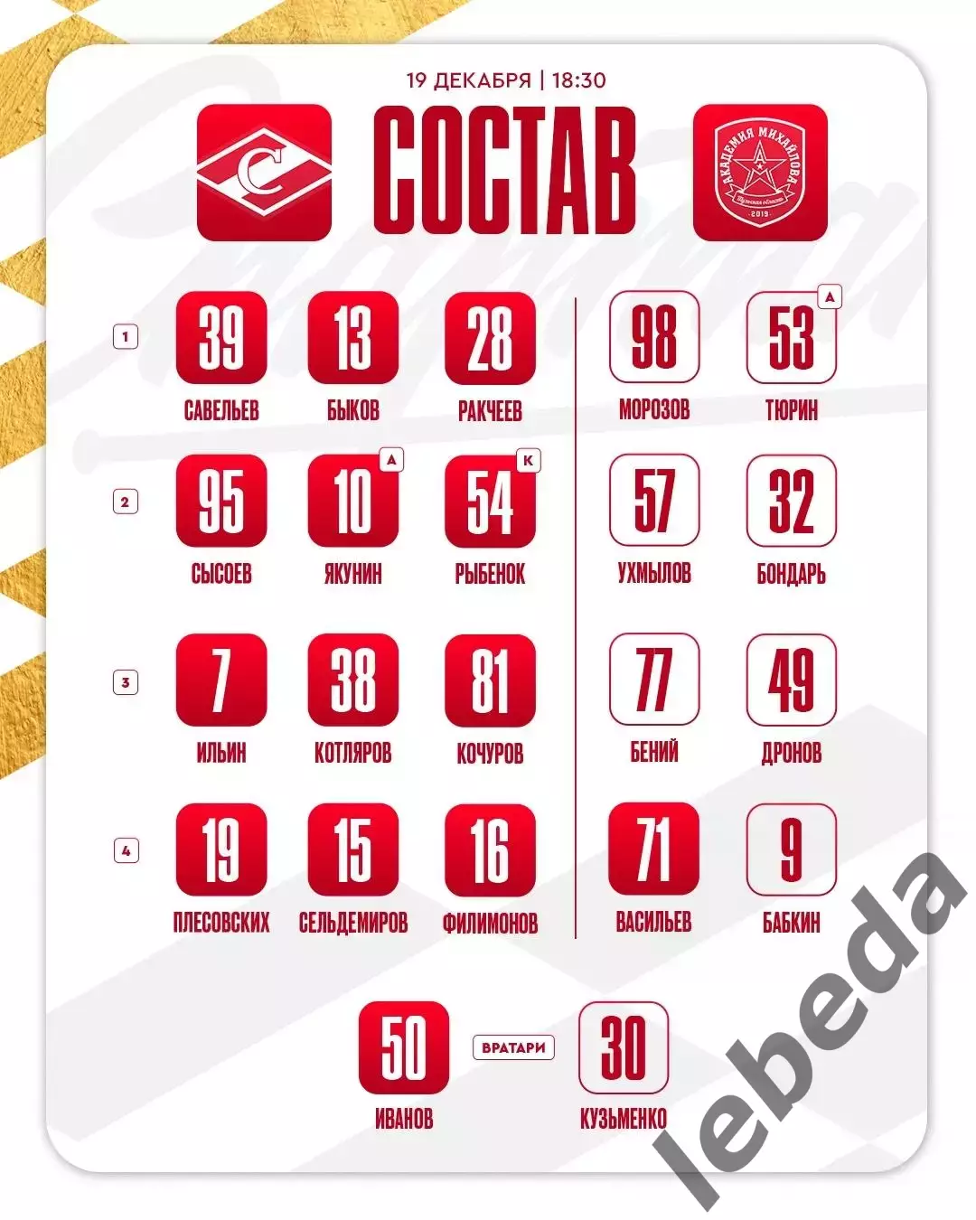 МХК Спартак Москва - Академия Михайлова - 2025-2026 г. (19.12.25.) 2