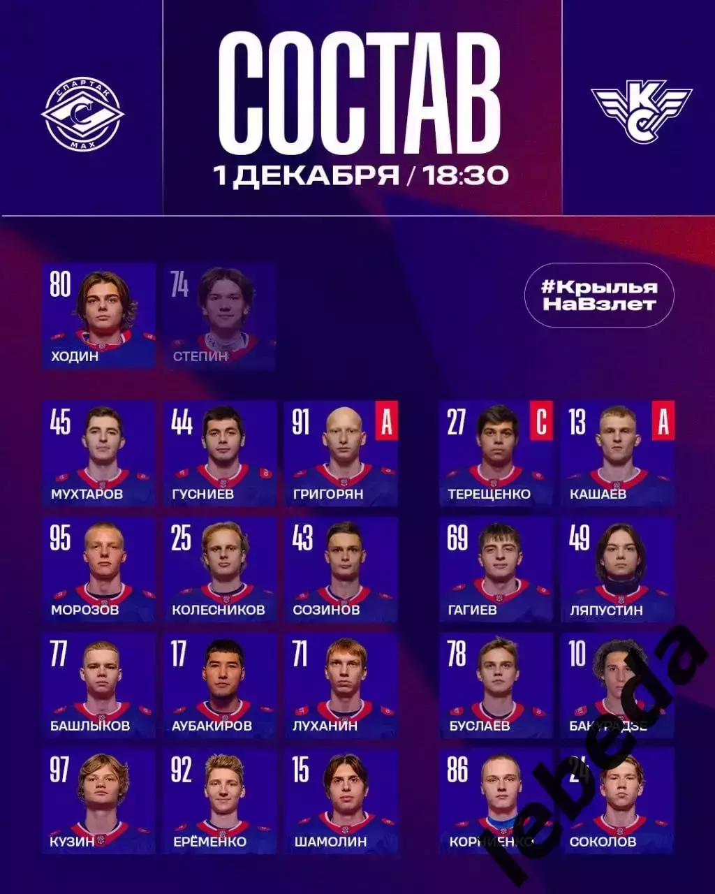 МХК Спартак МАХ - Крылья Советов Москва - 2025-2026 год. (1.12.2025.) 2