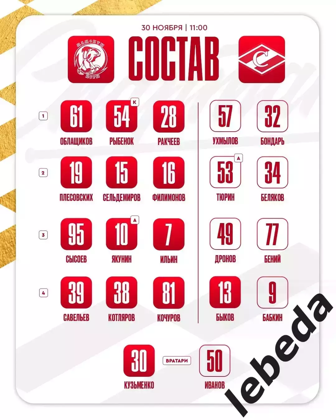 Мамонты Югры - МХК Спартак Москва - 2025-2026 год. (30.11.2025.) 2