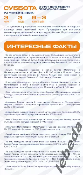 Металлург Магнитогорск - Барыс Астана - 2025-2026 год. (29.11.25.) официальная 2