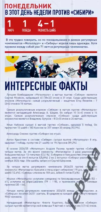 Металлург Магнитогорск - Сибирь Новосибир - 2025-2026 г. (29.09.25.) официальная 2