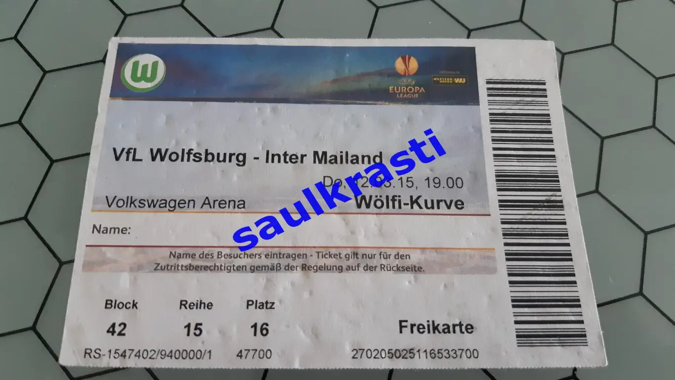 Билет Вольфсбург Германия - Интер Милан Италия 12.03.2015