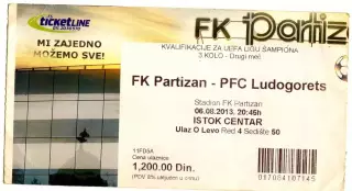 Партизан (Белград)–Лудогорец (Разград) Лига чемпионов, 3-й отборочный раунд 2013